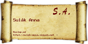 Sulák Anna névjegykártya